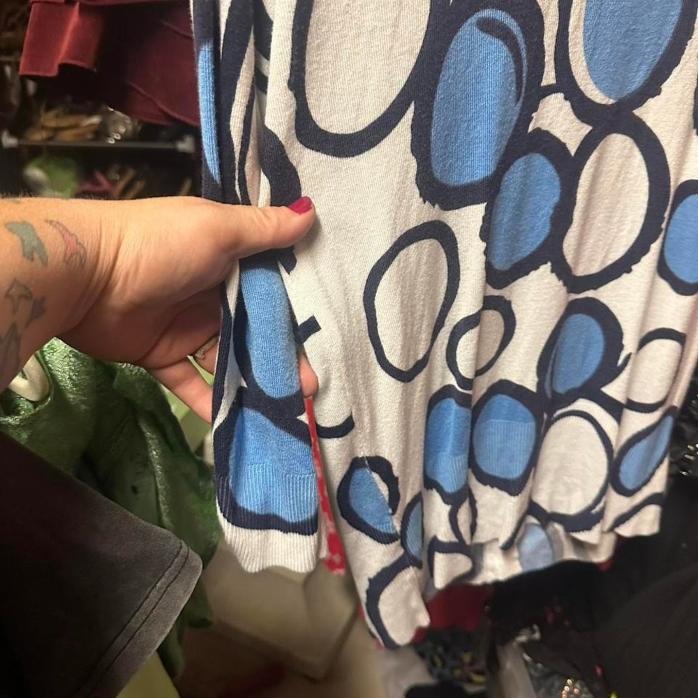 Cyrus black blue n white‎ circles cardigan  size small - Picture 5 of 5
